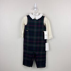 Ralph Lauren Cotton Bodysuit & Plaid Overall Set 6-9 Months NWT